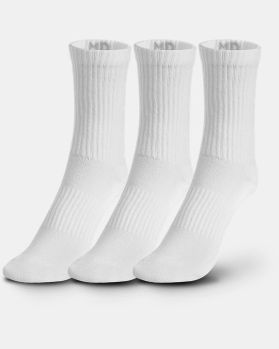 ถุงเท้าข้อสูงปานกลาง UA Core ยูนิเซ็กส์ แพ็ก 3 คู่ in White image number 0